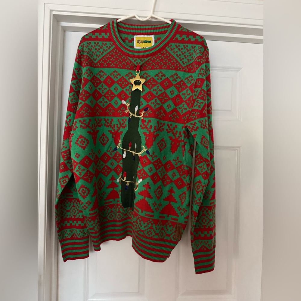 Tipsy Elves Beer Bottle Christmas Sweater NWOT